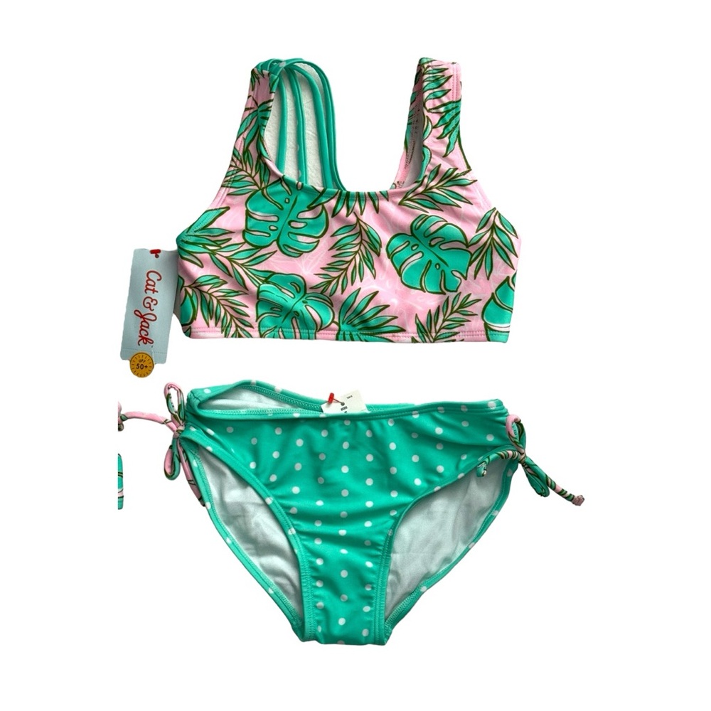 Cat & Jack Girls’ Tropical Leaf Bikini Set S (6/6X) NWT